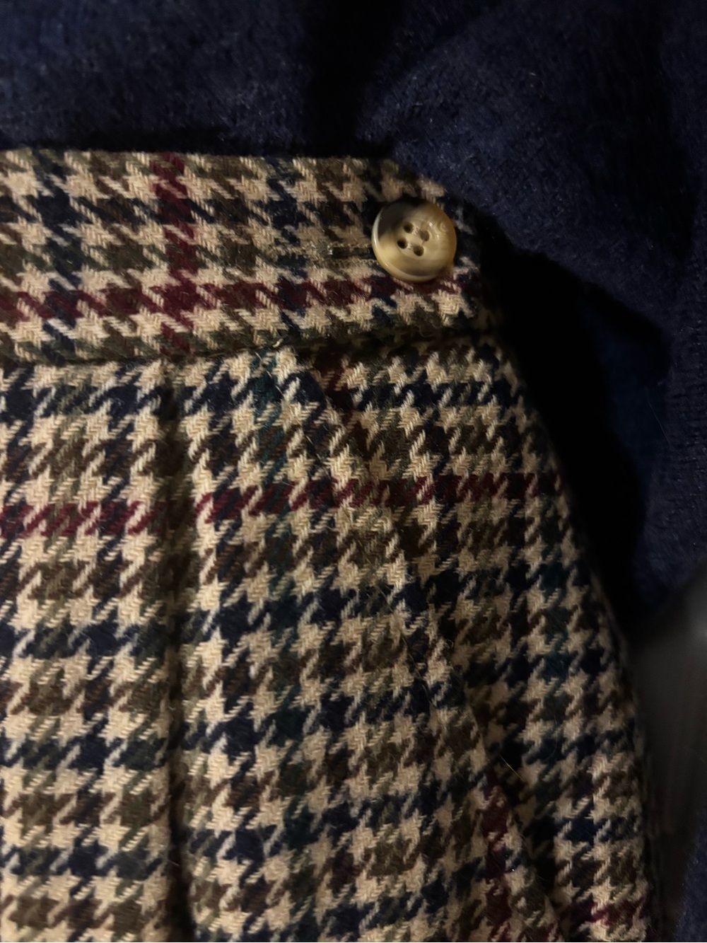 Vintage Pendleton 100% Virgin Wool Plaid Houndstooth Midi Skirt Petite 8 USA - Picture 2 of 11